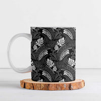 Grayscale Monstera Ceramic Mug Polynesian Tribal Pattern LT01 Black - Polynesian Pride