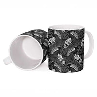 Grayscale Monstera Ceramic Mug Polynesian Tribal Pattern LT01 - Polynesian Pride
