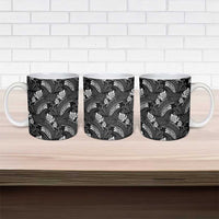 Grayscale Monstera Ceramic Mug Polynesian Tribal Pattern LT01 - Polynesian Pride
