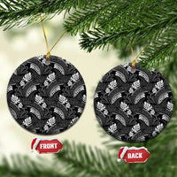 Grayscale Monstera Ceramic Ornament Polynesian Tribal Pattern LT01 Circle Black - Polynesian Pride