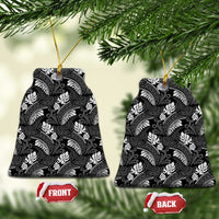 Grayscale Monstera Ceramic Ornament Polynesian Tribal Pattern LT01 Bell Flake Black - Polynesian Pride