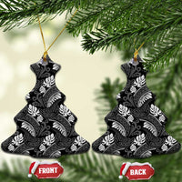 Grayscale Monstera Ceramic Ornament Polynesian Tribal Pattern LT01 Christmas Tree Black - Polynesian Pride