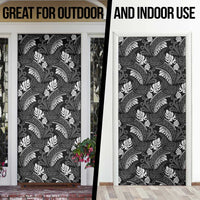 Grayscale Monstera Door Cover Polynesian Tribal Pattern LT01 - Polynesian Pride