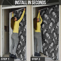 Grayscale Monstera Door Cover Polynesian Tribal Pattern LT01 - Polynesian Pride
