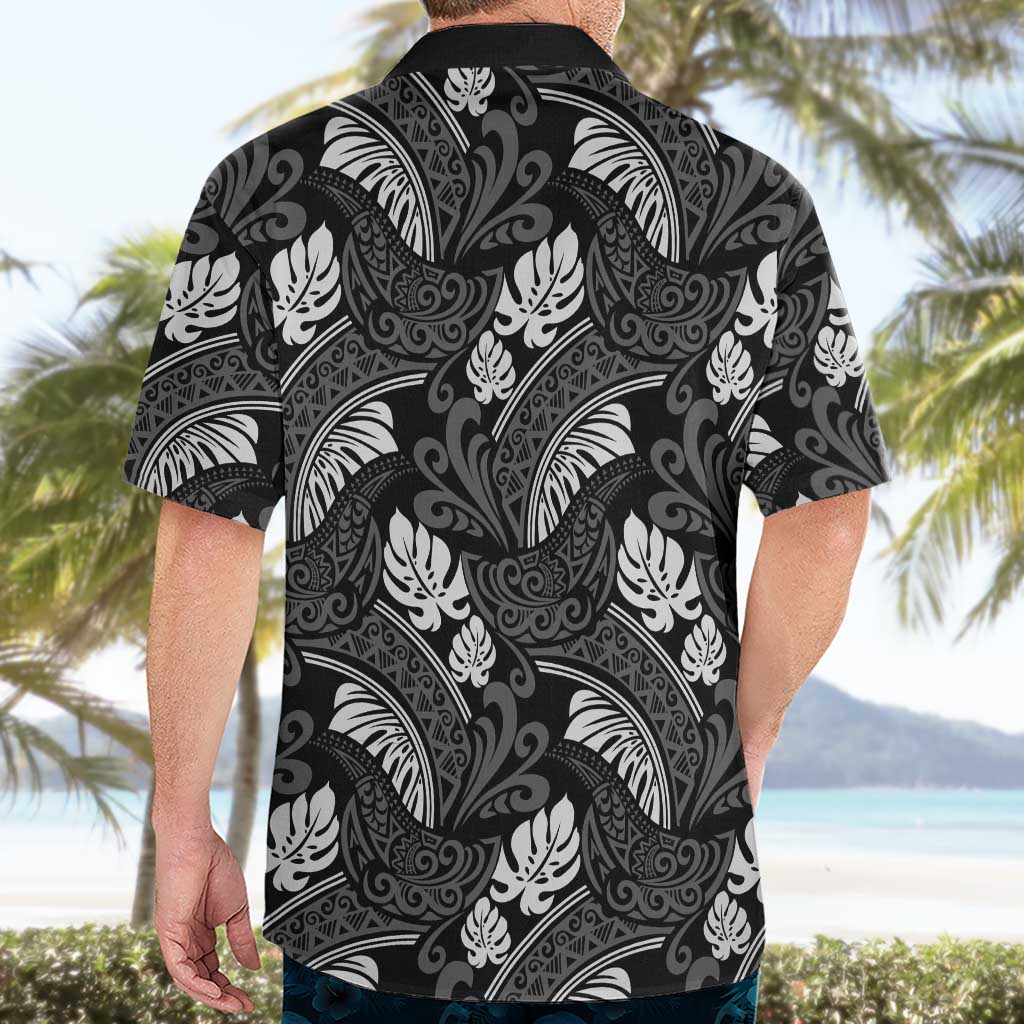 Grayscale Monstera Hawaiian Shirt Polynesian Tribal Pattern LT01 - Polynesian Pride