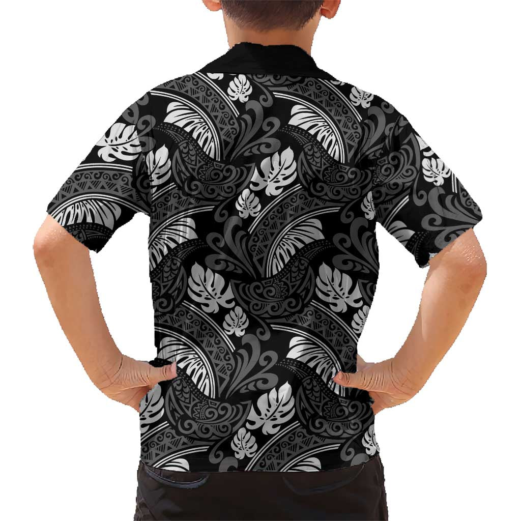 Grayscale Monstera Hawaiian Shirt Polynesian Tribal Pattern LT01 - Polynesian Pride