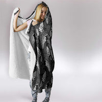 Grayscale Monstera Hooded Blanket Polynesian Tribal Pattern LT01 - Polynesian Pride