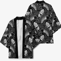 Grayscale Monstera Kimono Polynesian Tribal Pattern LT01 - Polynesian Pride