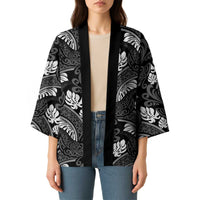 Grayscale Monstera Kimono Polynesian Tribal Pattern LT01 - Polynesian Pride