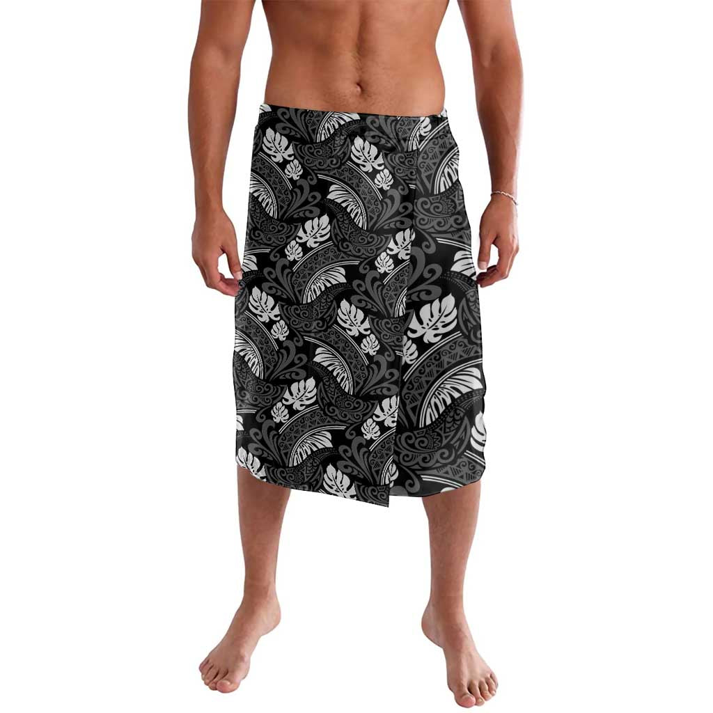 Grayscale Monstera Lavalava Polynesian Tribal Pattern LT01 Black - Polynesian Pride