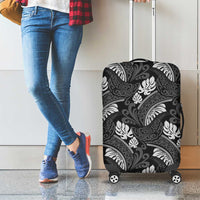 Grayscale Monstera Luggage Cover Polynesian Tribal Pattern LT01 - Polynesian Pride