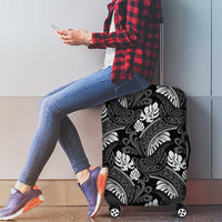 Grayscale Monstera Luggage Cover Polynesian Tribal Pattern LT01 - Polynesian Pride