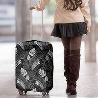 Grayscale Monstera Luggage Cover Polynesian Tribal Pattern LT01 - Polynesian Pride