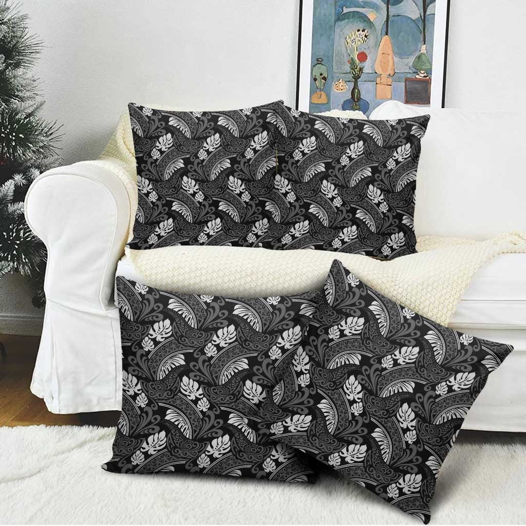 Grayscale Monstera Pillow Cover Polynesian Tribal Pattern LT01 - Polynesian Pride