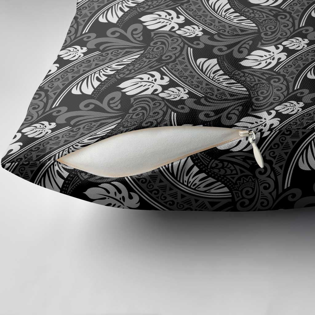 Grayscale Monstera Pillow Cover Polynesian Tribal Pattern LT01 - Polynesian Pride