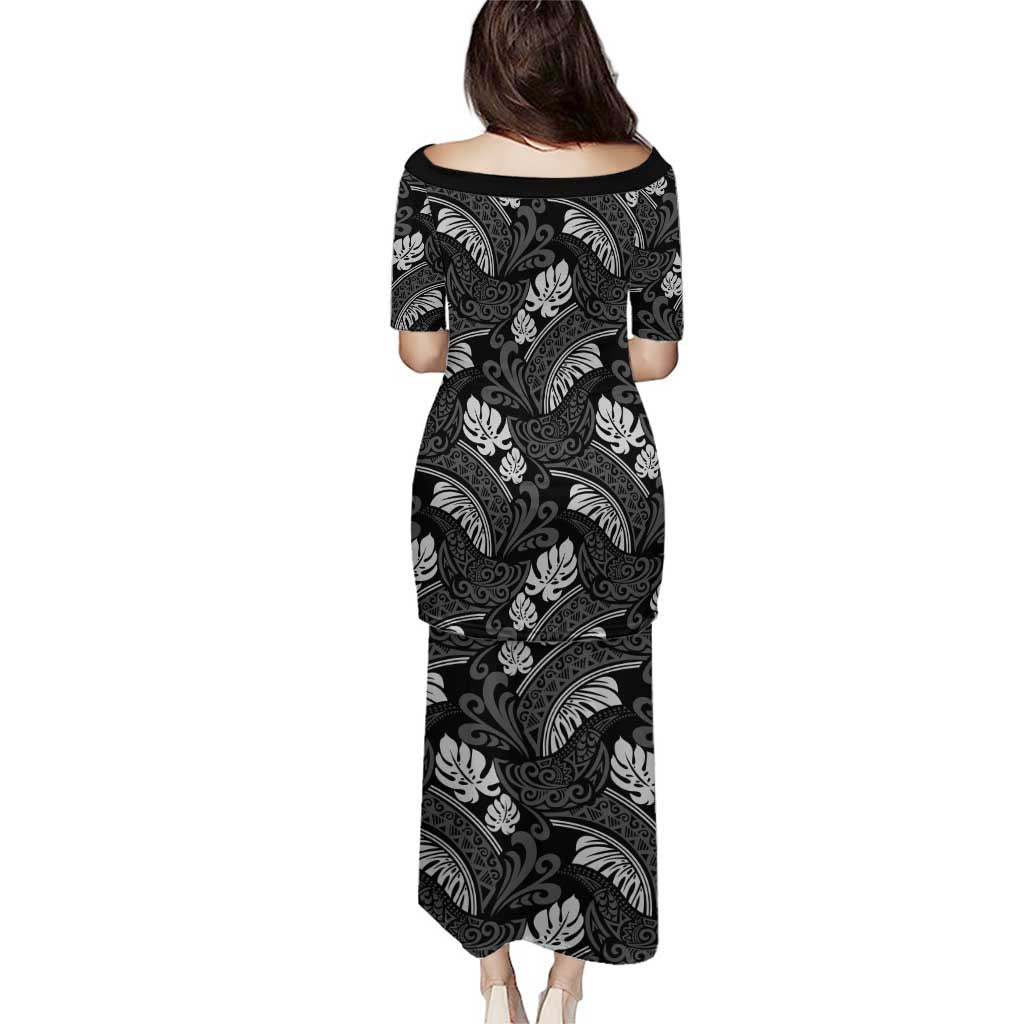 Grayscale Monstera Puletasi Polynesian Tribal Pattern LT01 - Polynesian Pride