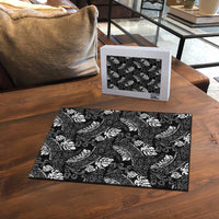 Grayscale Monstera Puzzle Polynesian Tribal Pattern LT01 - Polynesian Pride
