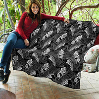 Grayscale Monstera Quilt Polynesian Tribal Pattern LT01 - Polynesian Pride