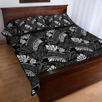 Grayscale Monstera Quilt Bed Set Polynesian Tribal Pattern LT01 - Polynesian Pride