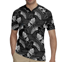 Grayscale Monstera Rugby Jersey Polynesian Tribal Pattern LT01 - Polynesian Pride