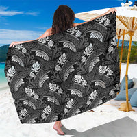 Grayscale Monstera Sarong Polynesian Tribal Pattern LT01 One Size 44 x 66 inches Black - Polynesian Pride