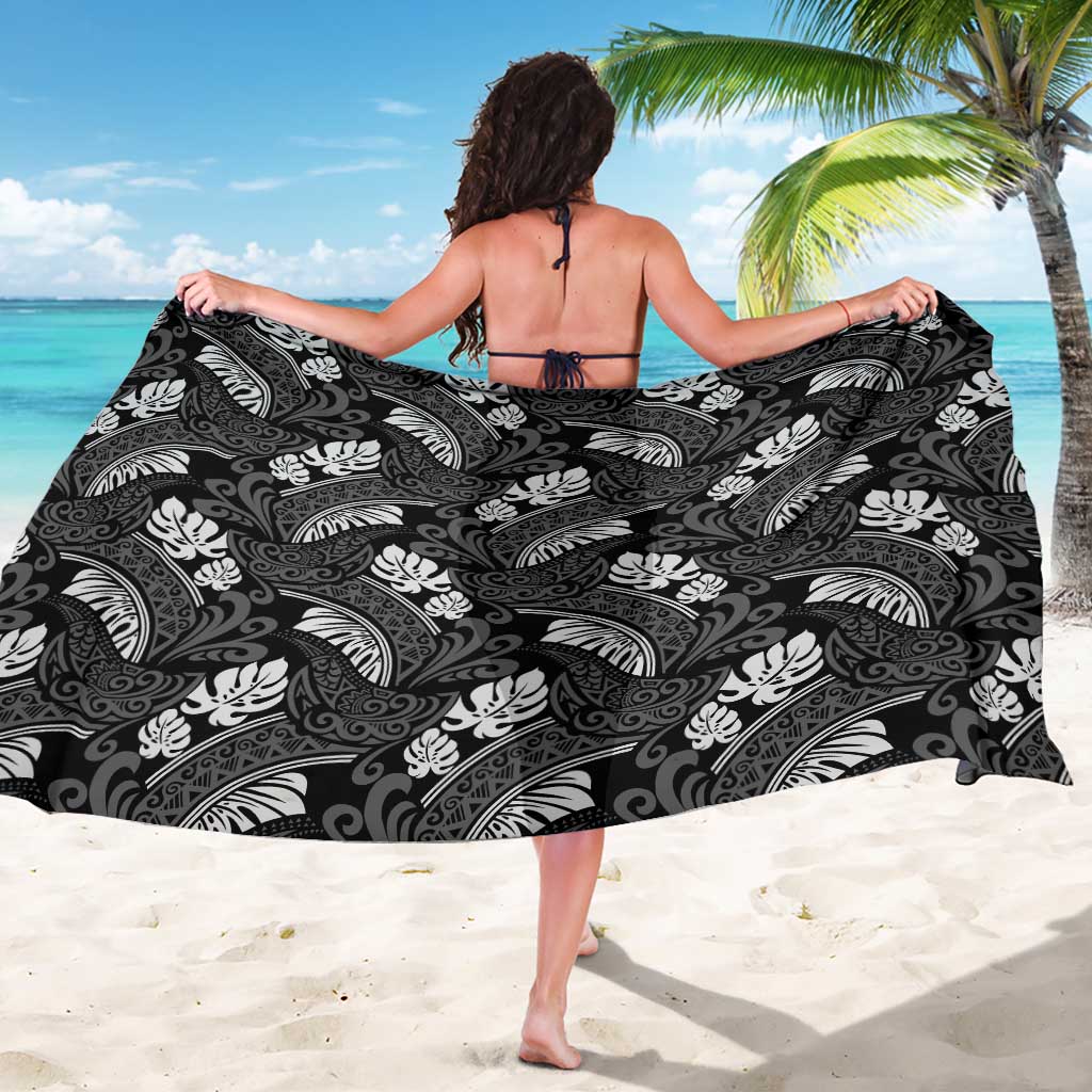 Grayscale Monstera Sarong Polynesian Tribal Pattern LT01 - Polynesian Pride