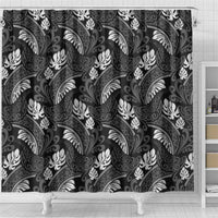Grayscale Monstera Shower Curtain Polynesian Tribal Pattern LT01 - Polynesian Pride