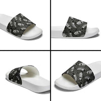 Grayscale Monstera Slide Sandals Polynesian Tribal Pattern LT01 - Polynesian Pride