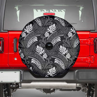 Grayscale Monstera Spare Tire Cover Polynesian Tribal Pattern LT01 - Polynesian Pride