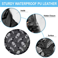 Grayscale Monstera Spare Tire Cover Polynesian Tribal Pattern LT01 - Polynesian Pride