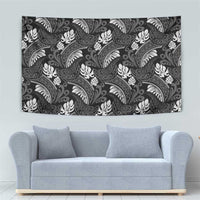 Grayscale Monstera Tapestry Polynesian Tribal Pattern LT01 - Polynesian Pride