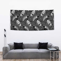 Grayscale Monstera Tapestry Polynesian Tribal Pattern LT01 - Polynesian Pride