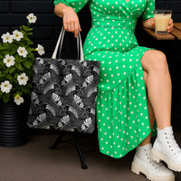 Grayscale Monstera Tote Bag Polynesian Tribal Pattern LT01 - Polynesian Pride