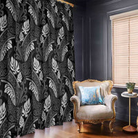 Grayscale Monstera Window Curtain Polynesian Tribal Pattern LT01 - Polynesian Pride