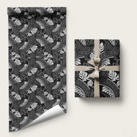Grayscale Monstera Wrapping Paper Polynesian Tribal Pattern LT01 58" × 23" Black - Polynesian Pride