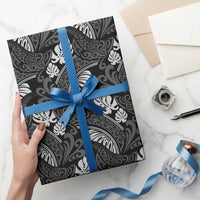 Grayscale Monstera Wrapping Paper Polynesian Tribal Pattern LT01 - Polynesian Pride