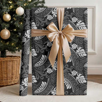 Grayscale Monstera Wrapping Paper Polynesian Tribal Pattern LT01 - Polynesian Pride