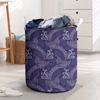Deep Blue Monstera Laundry Basket Polynesian Tribal Pattern LT01 Blue - Polynesian Pride