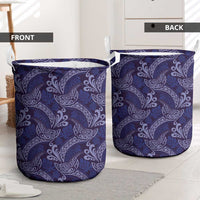 Deep Blue Monstera Laundry Basket Polynesian Tribal Pattern LT01 - Polynesian Pride