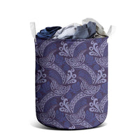 Deep Blue Monstera Laundry Basket Polynesian Tribal Pattern LT01 - Polynesian Pride