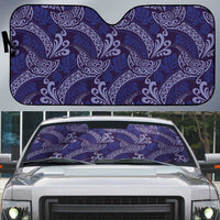Deep Blue Monstera Auto Sun Shade Polynesian Tribal Pattern LT01 Blue - Polynesian Pride