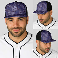 Deep Blue Monstera Baseball Net Cap Polynesian Tribal Pattern LT01 - Polynesian Pride