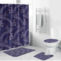 Deep Blue Monstera Bathroom Set Polynesian Tribal Pattern LT01 Bathroom Set (4 pcs) Blue - Polynesian Pride