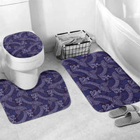 Deep Blue Monstera Bathroom Set Polynesian Tribal Pattern LT01 Mat Set Only (3 pcs) One Size Blue - Polynesian Pride