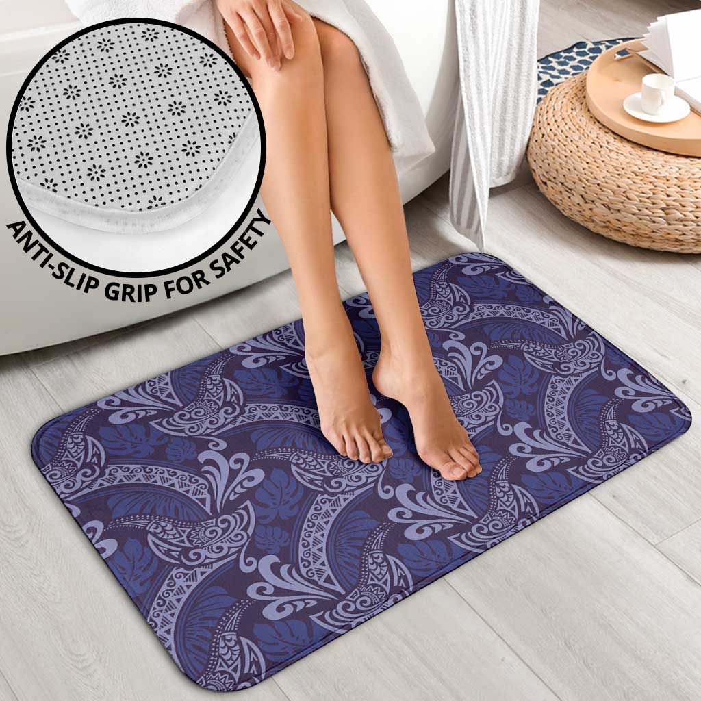 Deep Blue Monstera Bathroom Set Polynesian Tribal Pattern LT01 - Polynesian Pride
