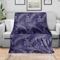 Deep Blue Monstera Blanket Polynesian Tribal Pattern LT01 - Polynesian Pride