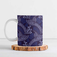 Deep Blue Monstera Ceramic Mug Polynesian Tribal Pattern LT01 Blue - Polynesian Pride