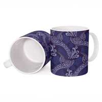 Deep Blue Monstera Ceramic Mug Polynesian Tribal Pattern LT01 - Polynesian Pride