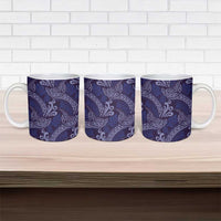 Deep Blue Monstera Ceramic Mug Polynesian Tribal Pattern LT01 - Polynesian Pride