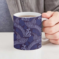 Deep Blue Monstera Ceramic Mug Polynesian Tribal Pattern LT01 - Polynesian Pride
